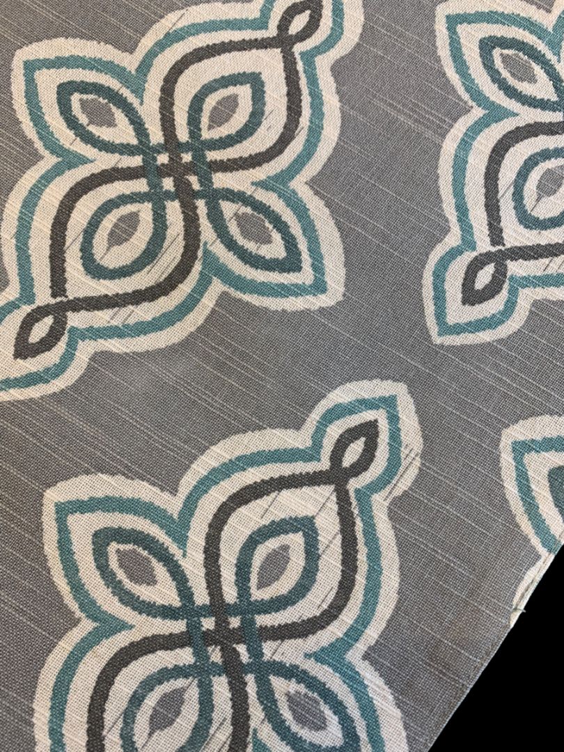 Set of 2 Cotton Placemats 13 x 19" Mosaic Pattern Gray Turquoise