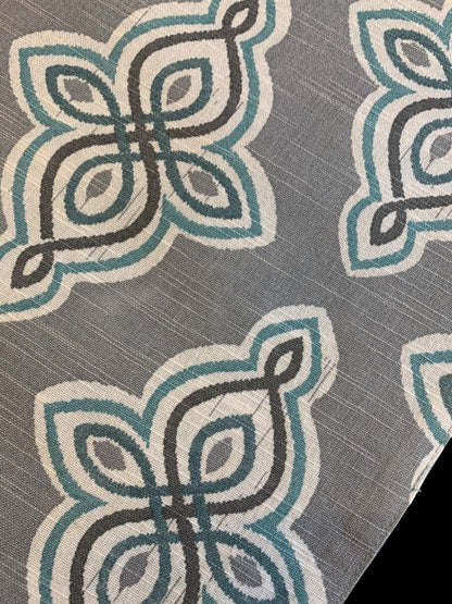 Set of 2 Cotton Placemats 13 x 19" Mosaic Pattern Gray Turquoise
