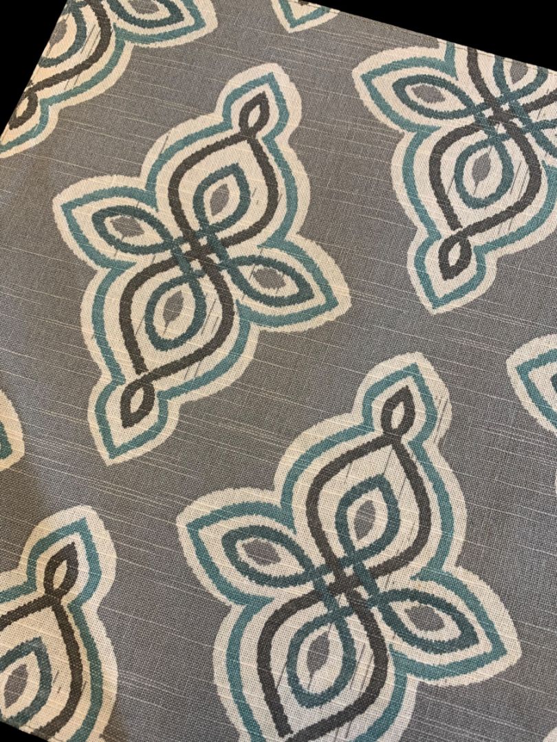 Set of 2 Cotton Placemats 13 x 19" Mosaic Pattern Gray Turquoise