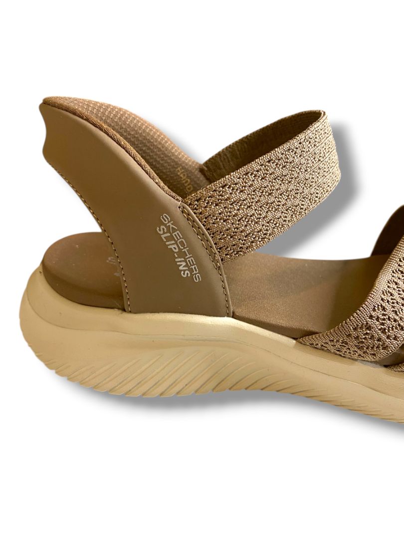 Size 10W Skechers Hands Free Slip-Ins Womens Sandals Mocha Pretty Combo Ultra Flex 3.0