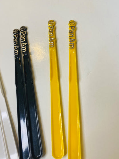Lot of 7 1960s Pan Am Airline Swizzle Cocktail Sticks Stirrers 5.5" Assorted Colors