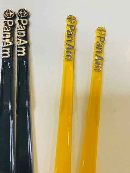 Lot of 7 1960s Pan Am Airline Swizzle Cocktail Sticks Stirrers 5.5" Assorted Colors