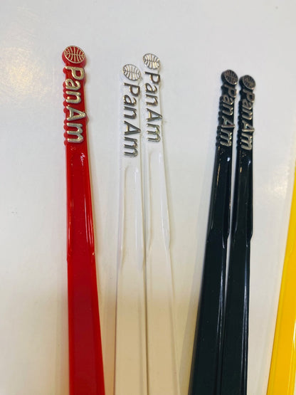 Lot of 7 1960s Pan Am Airline Swizzle Cocktail Sticks Stirrers 5.5" Assorted Colors