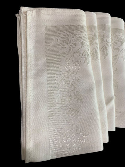 Set of 8 Ivory Dinner Cloth Napkins Table Linens Cotton Rayon 14.75" Sqaure