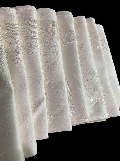Set of 8 Ivory Dinner Cloth Napkins Table Linens Cotton Rayon 14.75" Sqaure