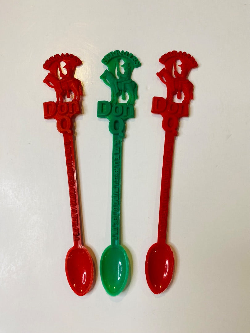 Set of 3 Vintage Serralles Don Q Cocktail Spoons Stirrers Plastic 6.5"