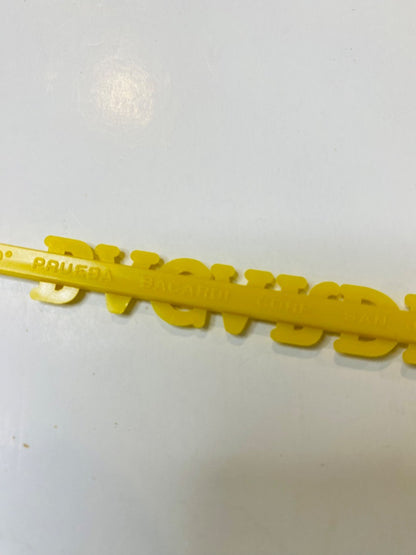 Lot of 8 Vintage Bacardi Yellow Plastic Swizzle Cocktail Sticks Stirrers 6.25"