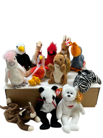 Lot of 12 Assorted Ty Beanie Baby Plush Toys Stuffed Animals