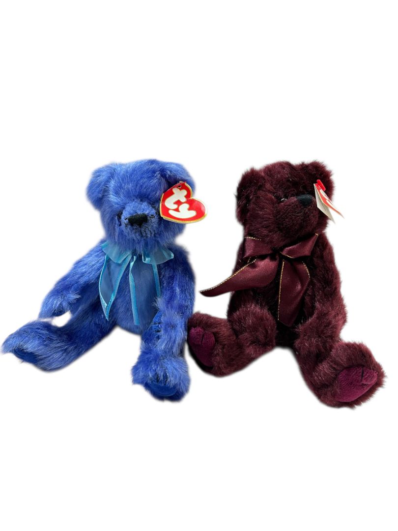 Ty Articulated Stuffed Teddy Bears 8" Beargundy and River