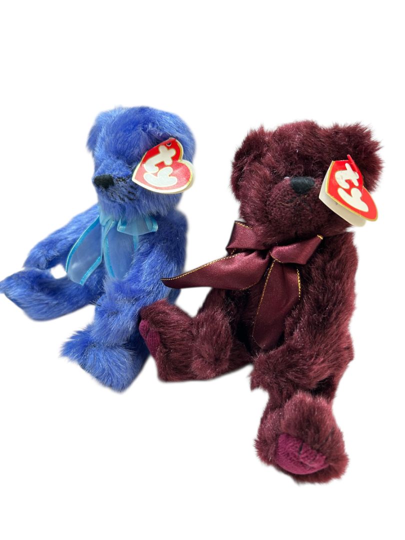 Ty Articulated Stuffed Teddy Bears 8" Beargundy and River