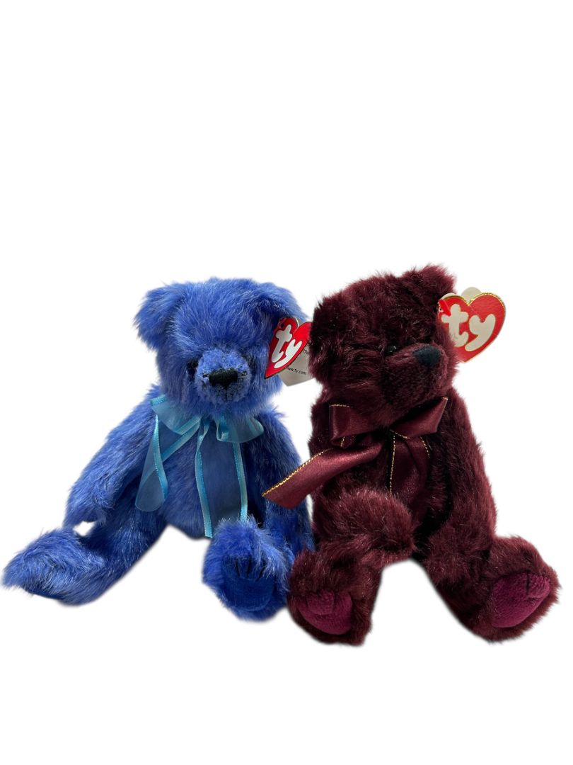 Ty Articulated Stuffed Teddy Bears 8" Beargundy and River