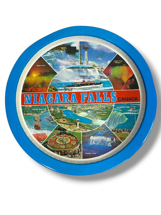 Vintage Niagara Falls Canada Souvenir Tin Serving Tray 13" Tourist Kitschy