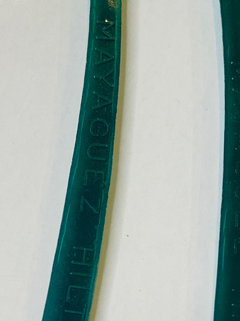 Set of 3 Vintage Hilton Mayaguez Cocktail Sticks Stirrers Green Palm Tree 6"