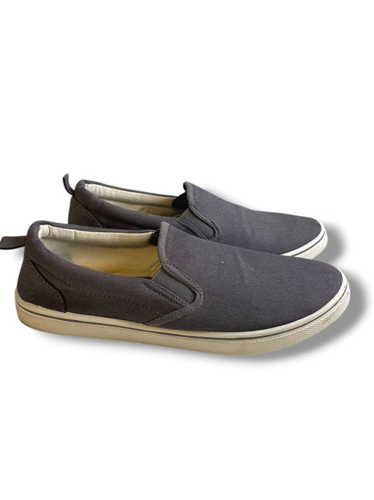 Size 10M John Blair Mens Gray Canvas Slip On Sneakers