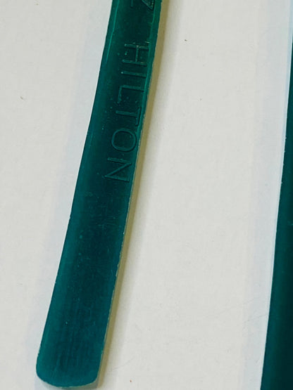 Set of 3 Vintage Hilton Mayaguez Cocktail Sticks Stirrers Green Palm Tree 6"