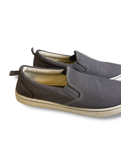 Size 10M John Blair Mens Gray Canvas Slip On Sneakers
