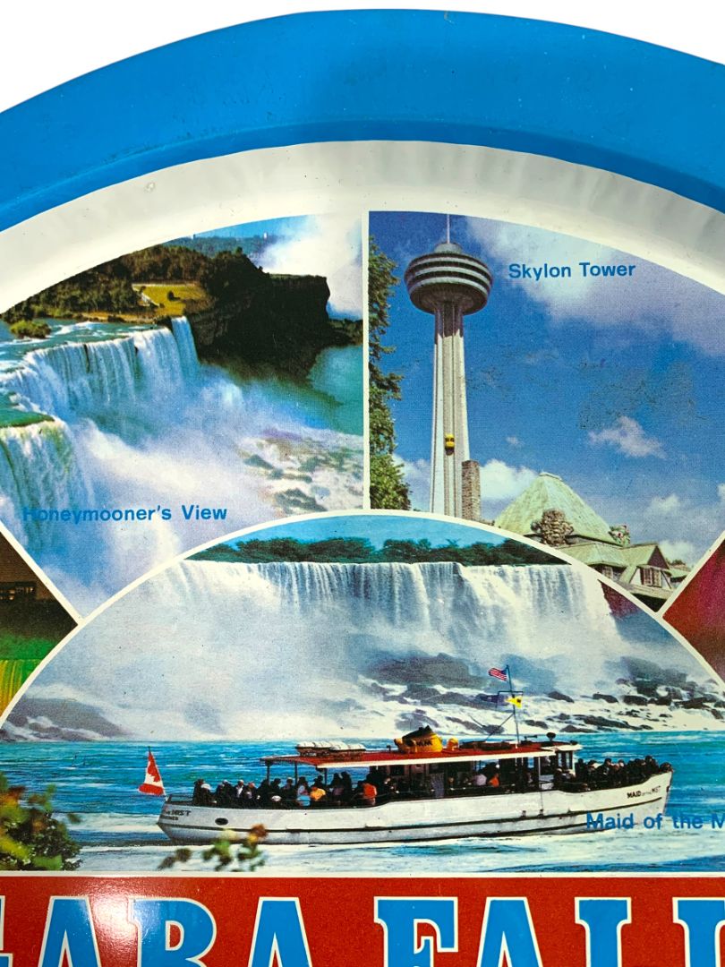 Vintage Niagara Falls Canada Souvenir Tin Serving Tray 13" Tourist Kitschy