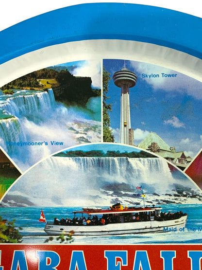 Vintage Niagara Falls Canada Souvenir Tin Serving Tray 13" Tourist Kitschy