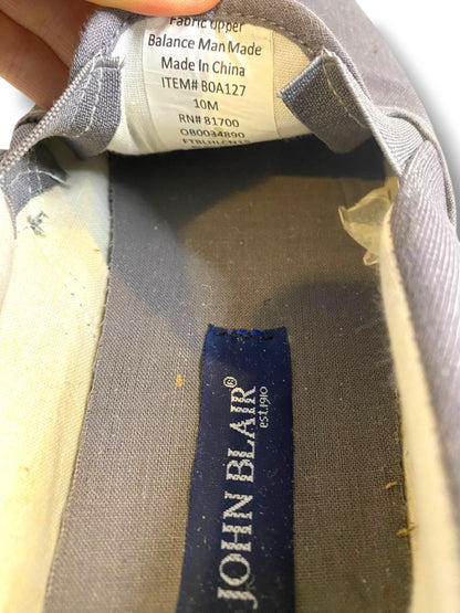 Size 10M John Blair Mens Gray Canvas Slip On Sneakers