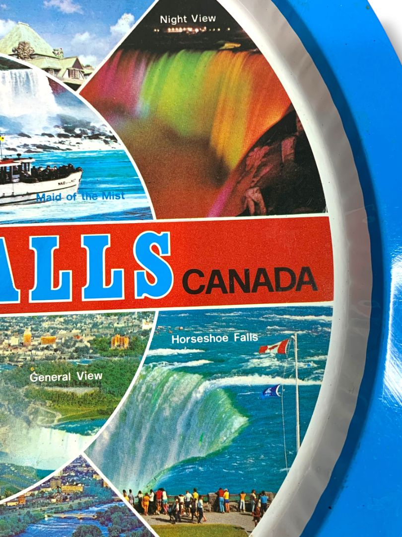 Vintage Niagara Falls Canada Souvenir Tin Serving Tray 13" Tourist Kitschy