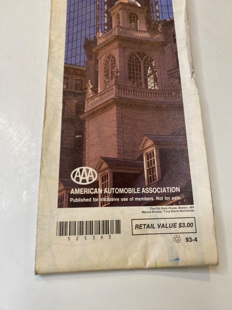 1993 AAA Boston and Vicinity Map 93-4 Foldable
