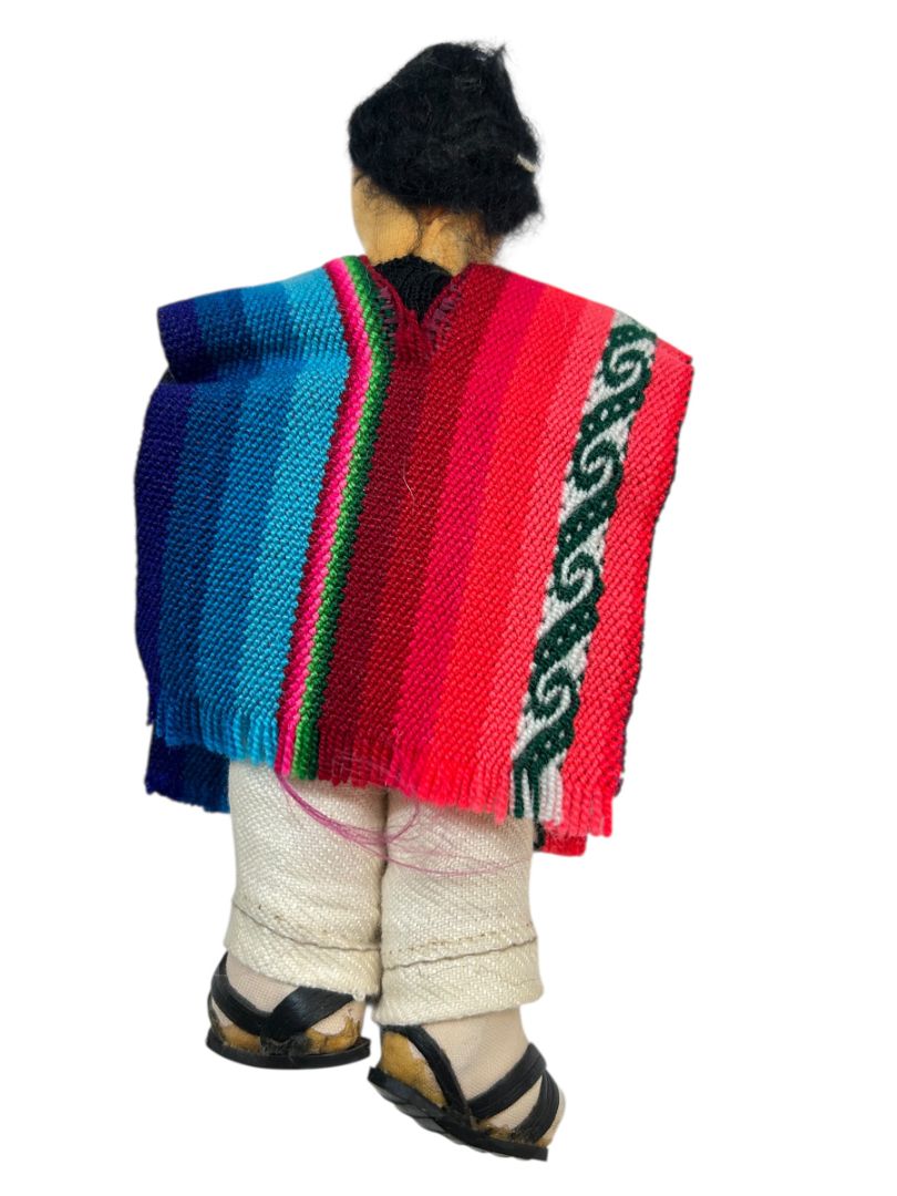 Lot of 4 Bolivian Soft Scult Dolls 7" Folk Art Grandpa Woman