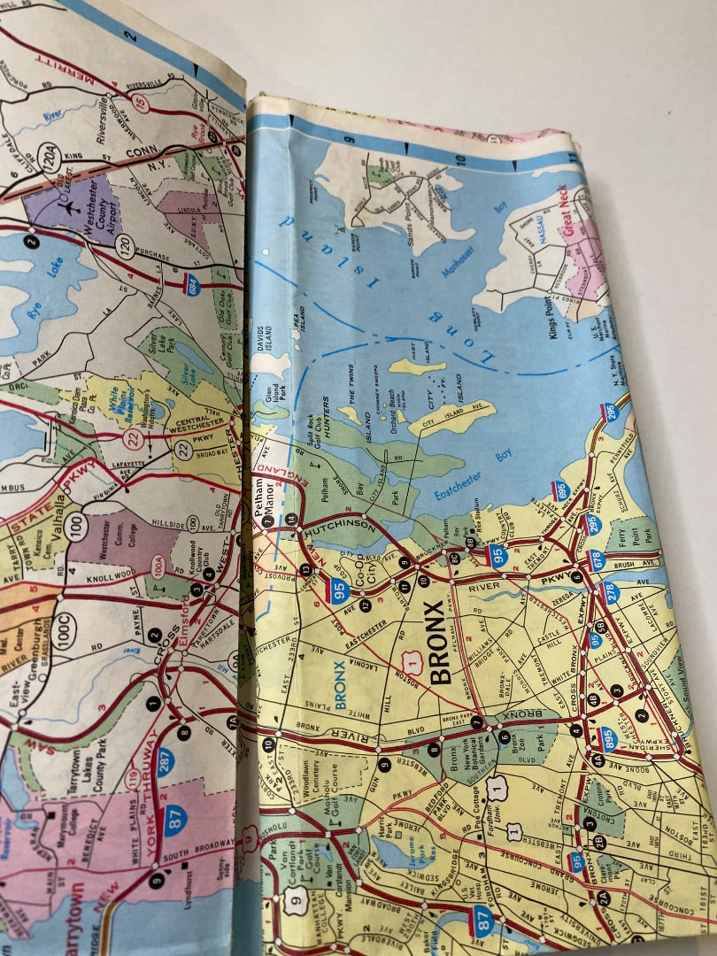 1990 AAA New York City and Vicinity Map 90-4 Foldable Including Long Island
