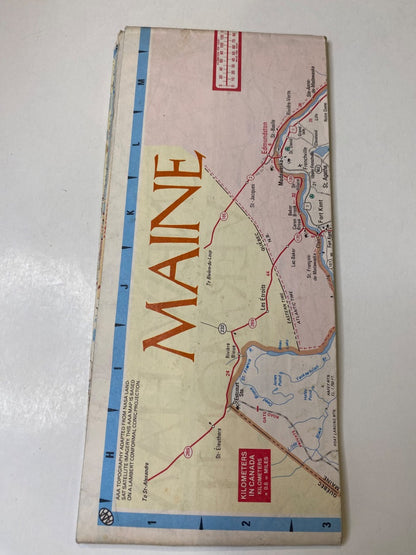 1992 AAA Main New Hampshire Vermont Foldable Map 92-3