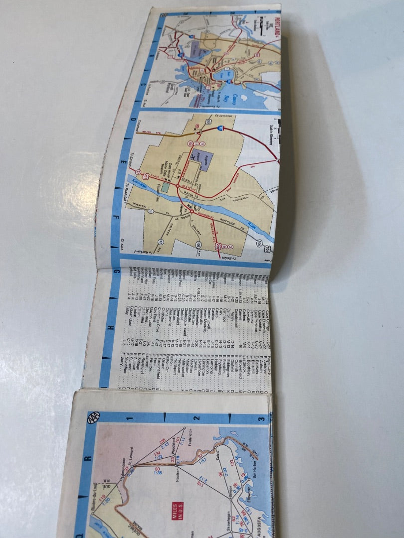 1992 AAA Main New Hampshire Vermont Foldable Map 92-3