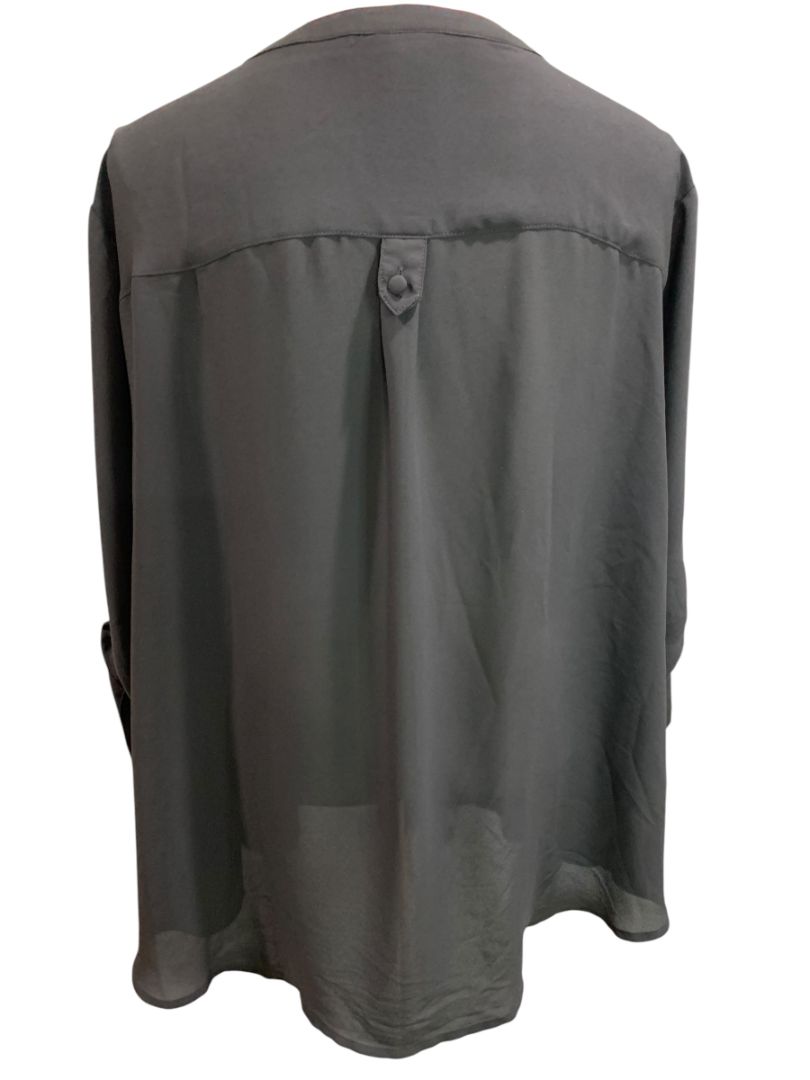 Size 5X Torrid Womens Black Blouse Shirt Pockets Roll Tab Sleeve