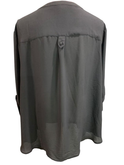 Size 5X Torrid Womens Black Blouse Shirt Pockets Roll Tab Sleeve
