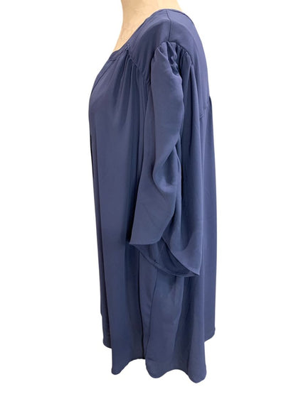 Size 5X Torrid Blouse Shirt Womens Blue Purple Ruched Short Sleeve