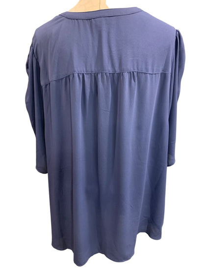 Size 5X Torrid Blouse Shirt Womens Blue Purple Ruched Short Sleeve