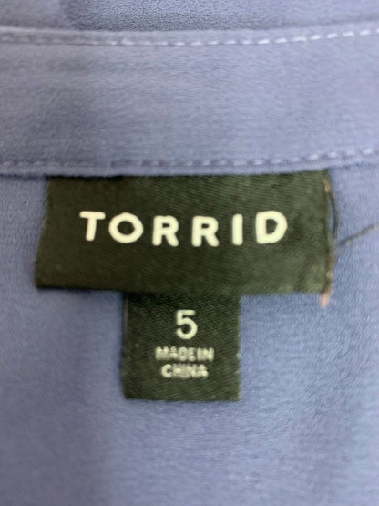 Size 5X Torrid Blouse Shirt Womens Blue Purple Ruched Short Sleeve