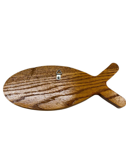 Wooden Ichthys Jesus Fish Wall Hanging John 3:16 11.5" Lasercut
