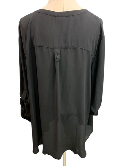 Size 5X Torrid Harper Blouse Shirt Womens Black Roll Tab Sleeve