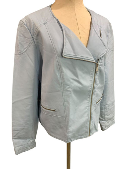 Size XL Apt 9 Womens Light Blue Faux Leather Moto Jacket