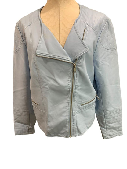 Size XL Apt 9 Womens Light Blue Faux Leather Moto Jacket