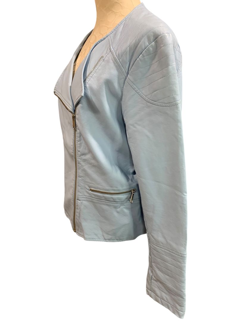 Size XL Apt 9 Womens Light Blue Faux Leather Moto Jacket