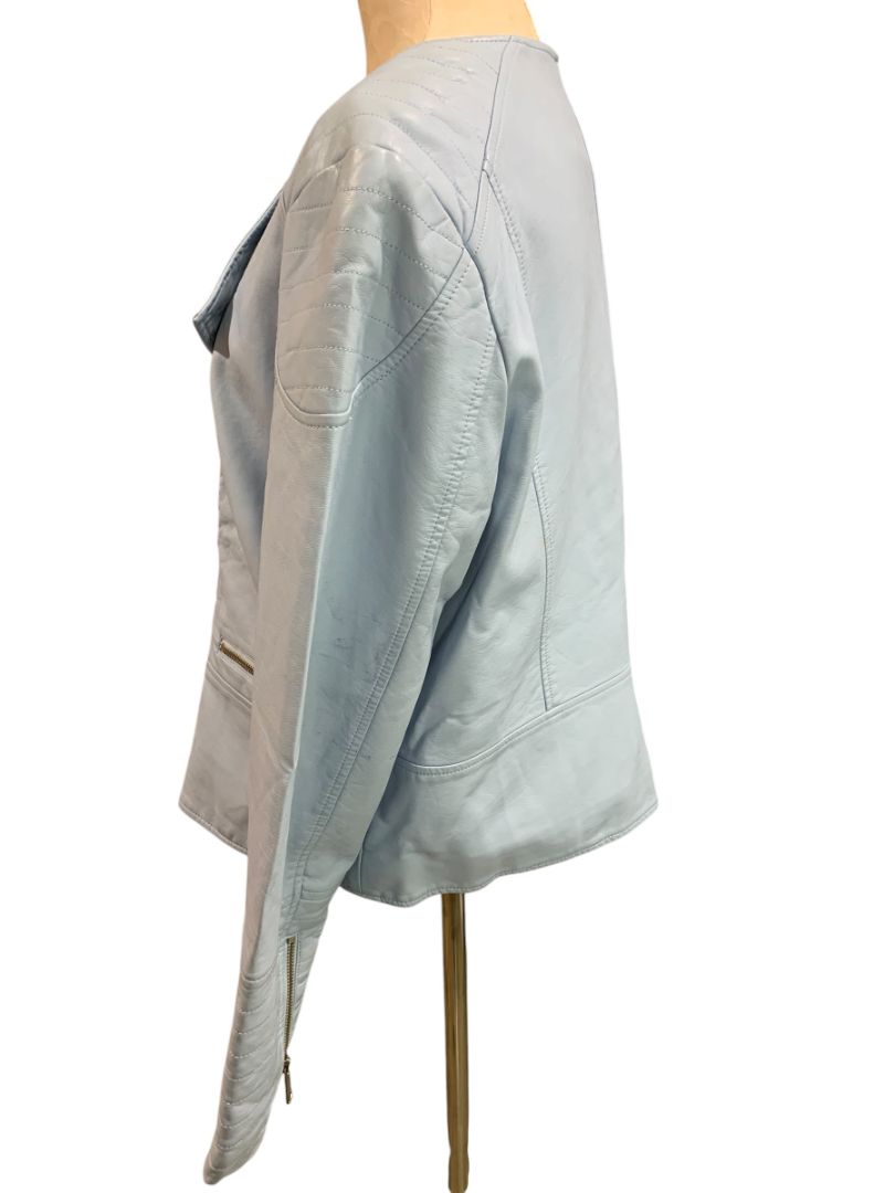 Size XL Apt 9 Womens Light Blue Faux Leather Moto Jacket