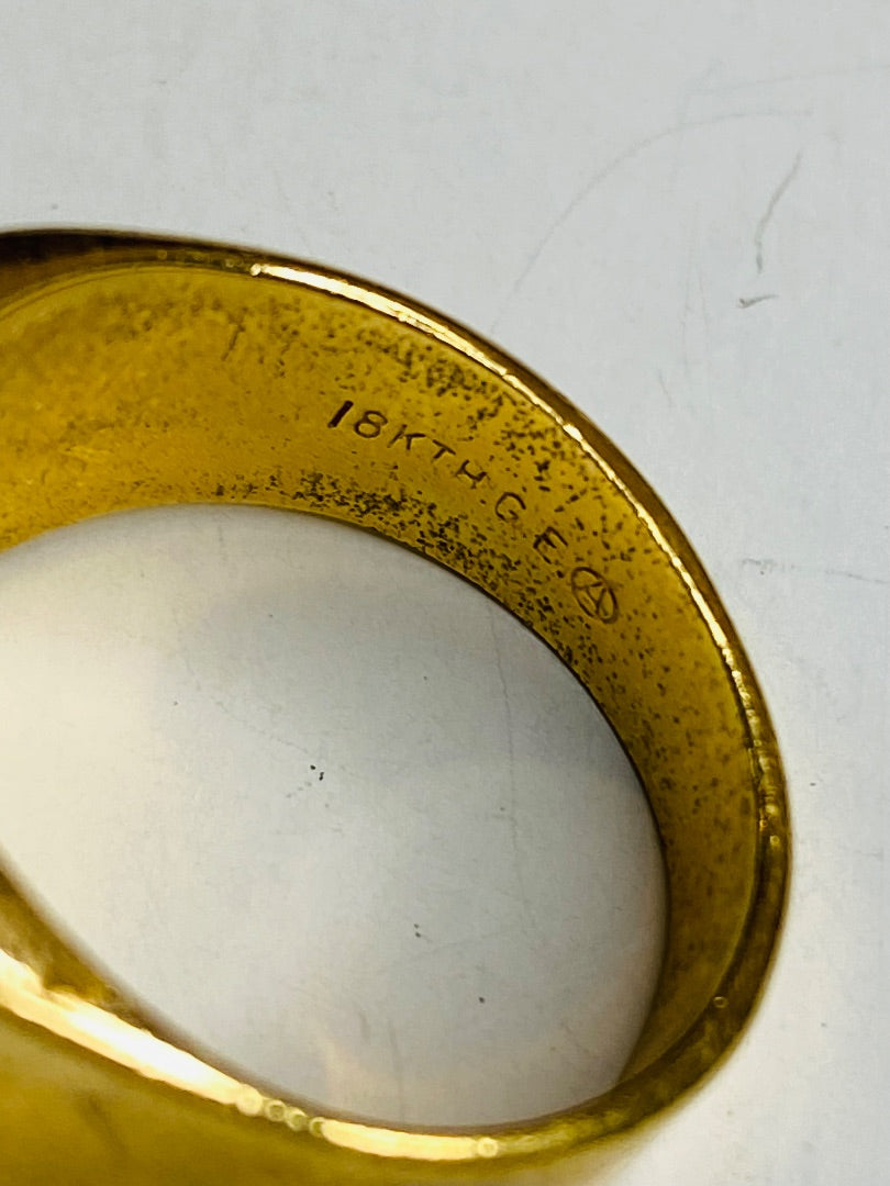 Size 9 Vintage 18k Gold Electroplate Ring Ace of Spades 17.5mm