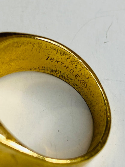 Size 9 Vintage 18k Gold Electroplate Ring Ace of Spades 17.5mm