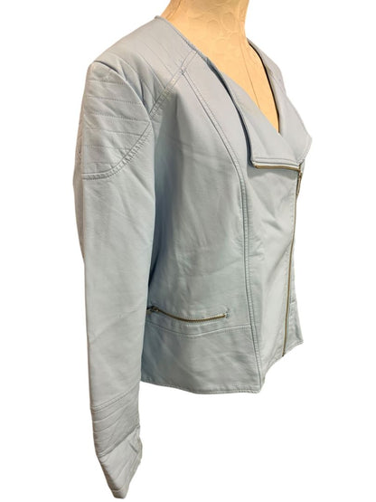 Size XL Apt 9 Womens Light Blue Faux Leather Moto Jacket