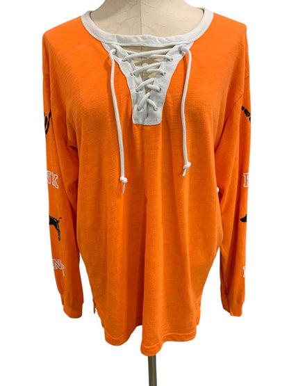 Size Medium Pink Brand Jersey Style "Here for the Boos" Womens Shirt Orange Sequin