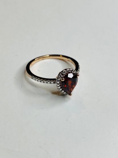 Vintage Size 6.25 Gold Plated Sterling Silver Lab Created Red Garnet Ring