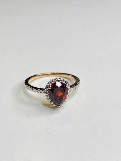 Vintage Size 6.25 Gold Plated Sterling Silver Lab Created Red Garnet Ring
