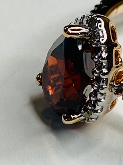 Vintage Size 6.25 Gold Plated Sterling Silver Lab Created Red Garnet Ring