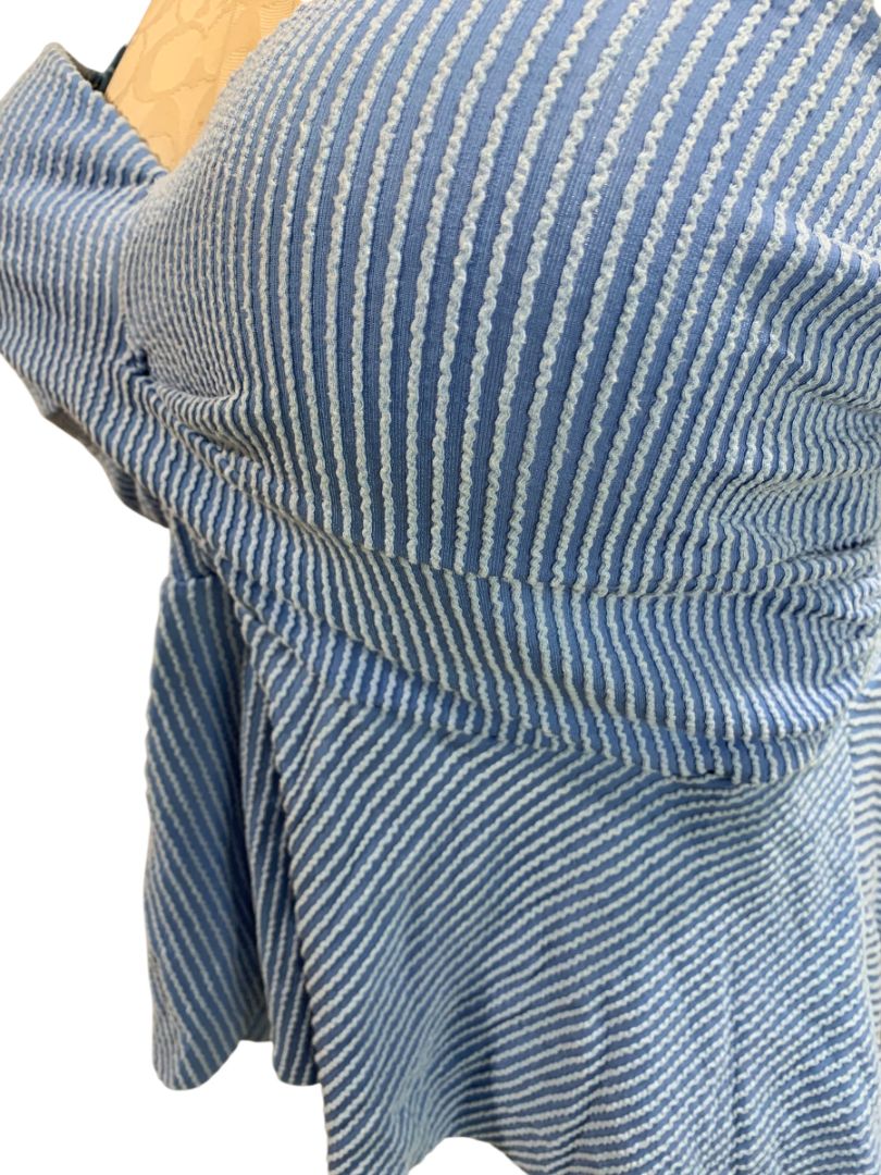 Size 3XL Womens Blue Ribbed Swim Top Padded  Adjustable Strap Bathing Suit