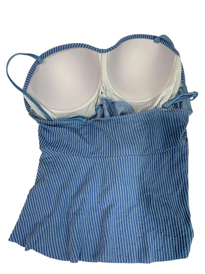 Size 3XL Womens Blue Ribbed Swim Top Padded  Adjustable Strap Bathing Suit