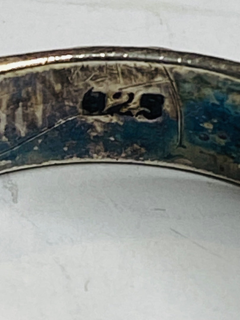 Vintage Size 8 Sterling Silver Ring Band Hearts and Flowers